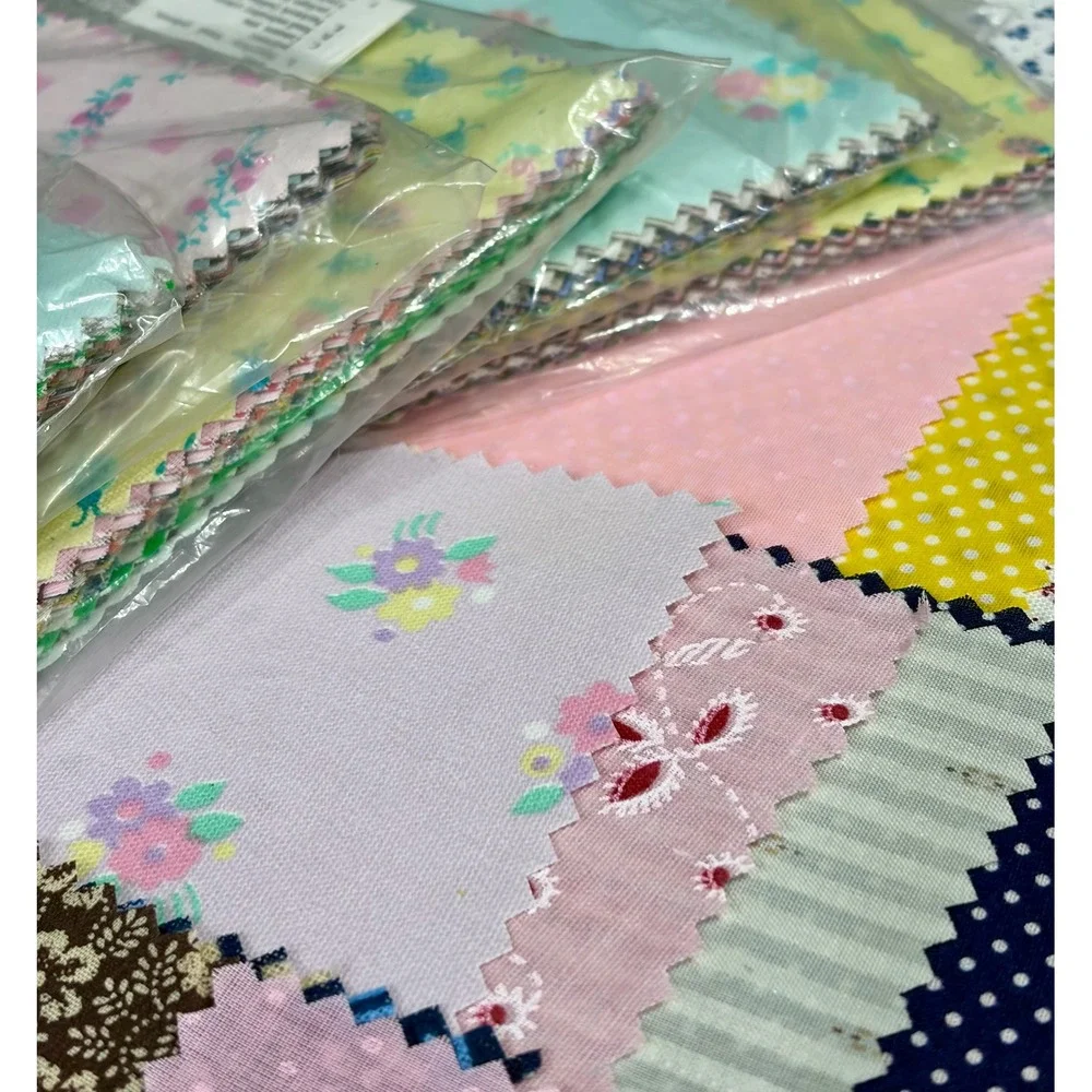 Vintage 1970s Patchwork Quilt Squares 6x6 Precut Fabric Lot Floral Calico NOS